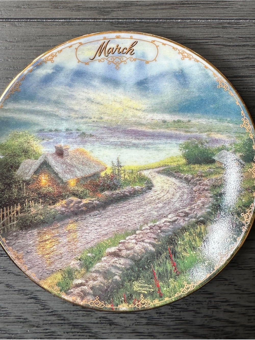 Thomas Kinkade March Plate Simpler Times Emerald Isle Cottage Limited Edition